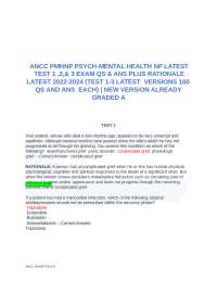 ANCC PMHNP PSYCH-MENTAL HEALTH NP LATEST TEST 1 ,2, 3 EXAM QS ANS PLUS RATIONALE LATEST 2