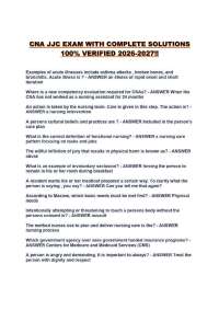 CNA JJC EXAM WITH COMPLETE SOLUTIONS 100% VERIFIED 2026-2027!!