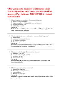 Ohio Commercial Inspector Certification Exam Practice Questions and Correct Answers (Veri