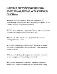 Hunter-Ed Certification Exam Verified Q&A’s 100% Correct Latest 2026/2027 Version