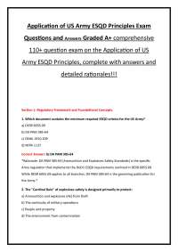 Application of US Army ESQD Principles Exam Questions and Answers Graded A+ comprehensive