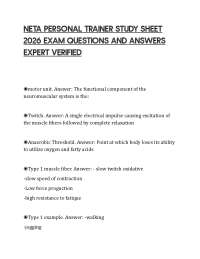 NETA PERSONAL TRAINER STUDY SHEET 2026 EXAM QUESTIONS AND ANSWERS EXPERT VERIFIED