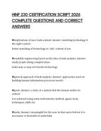 HINF 230 CERTIFICATION SCRIPT 2026/2027 Verified Q&A’s 100% Correct Latest Version