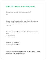 MHA 702 Exam 1 with answers