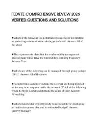 FEDVTE Comprehensive Review 2026 Verified 100% Correct Latest 2026/2027 Version