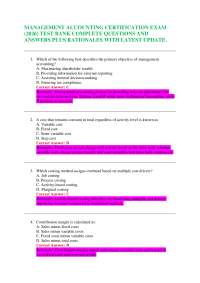 MANAGEMENT ACCOUNTING CERTIFICATION EXAM (2026) TEST BANK COMPLETE QUESTIONS AND ANSWERS P