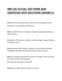 HINF 230 ACTUAL TEST PAPER 2026/2027 Verified Q&A’s 100% Correct Latest Version