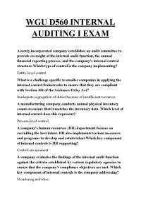 WGU D560 INTERNAL AUDITING I EXAM