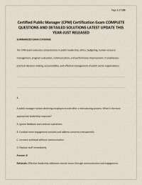 Certified Public Manager (CPM) Certification Exam COMPLETE QUESTIONS AND DETAILED SOLUTION