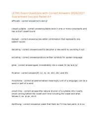 LETRS Exam Questions with Correct Answers 2026/2027 Guaranteed Success Rated A+