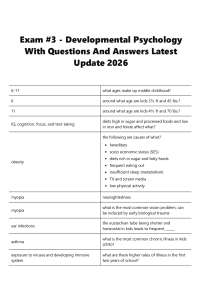 Exam #3 - Developmental Psychology With Questions And Answers Latest Update 2026