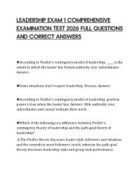 LEADERSHIP EXAM 1 COMPREHENSIVE EXAMINATION TEST 2026 FULL QUESTIONS AND CORRECT ANSWERS