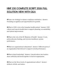 HINF 230 COMPLETE SCRIPT 2026/2027 Verified Q&A’s 100% Correct Latest Version