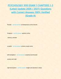 PSYCHOLOGY 1010 EXAM 1 CHAPTERS 1-3 (Latest Update 2026 / 2027) Questions with Correct Ans