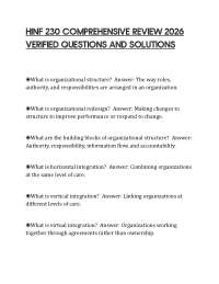 HINF 230 COMPREHENSIVE REVIEW 2026/2027 Verified Q&A’s 100% Correct Latest Version