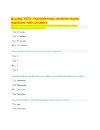 Nursing 6635 Psychotherapy Midterm Exam Questions and Answers