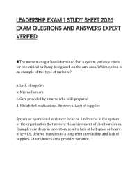 LEADERSHIP EXAM 1 STUDY SHEET 2026 EXAM QUESTIONS AND ANSWERS EXPERT VERIFIED