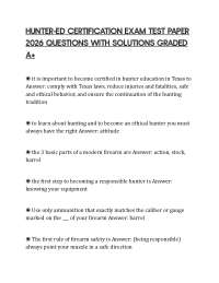 Hunter-Ed Certification Exam Verified Q&A’s 100% Correct Latest 2026/2027 Version