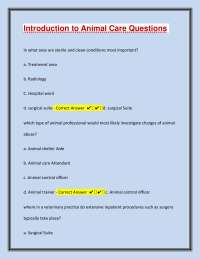 Introduction to Animal Care Simplified Questions & Answers for Quick Understanding
