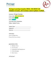 Portage Learning Genetics BIOL 210/ BIOD 210 Module 5 Exams verified/100% correct