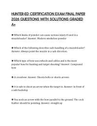 Hunter-Ed Certification Exam Verified Q&A’s 100% Correct Latest 2026/2027 Version