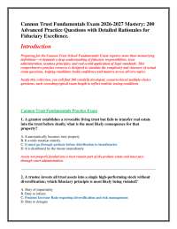 Cannon Trust Fundamentals Exam 2026-2027 Mastery: 200 Advanced Practice Questions with Det
