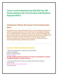 Cannon Trust Fundamentals Exam 2026-2027 Prep: 200 Practice Questions with Correct Answers