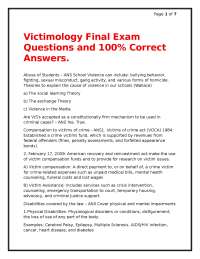 Victimology Final Exam Questions and 100% Correct Answers.