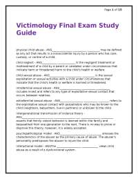 Victimology Final Exam Study Guide