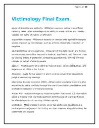 Victimology Final Exam 1 Test Quiz