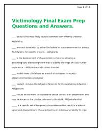 Victimology Final Exam Prep Questions and Answers.