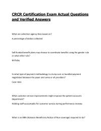 CRCR Certification Exam Actual Questions and Verified Answers| Latest Update 2026/27