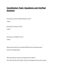 Constitution Test| Questions and Verified Answers| Latest Update 2026/27