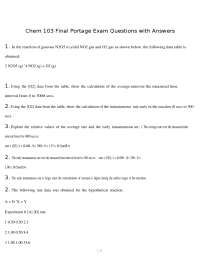 Chem 103 Final Portage Exam Questions with Answers