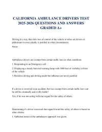 CALIFORNIA AMBULANCE DRIVERS TEST 2025-2026 QUESTIONS AND ANSWERS GRADED A+