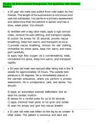 Chapter 33 Environmental Emergencies Test Questions with Answers Rated A