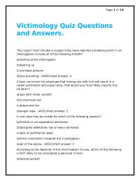 Victimology Quiz Questions and Answers.