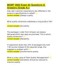 MGMT 3000 Exam #2 Questions & Answers (Grade A+)