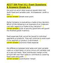 ACCT 526 Final ULL Exam Questions & Answers (Grade A+)