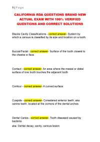 CALIFORNIA RDA QUESTIONS BRAND NEW ACTUAL EXAM 100% VERIFIED