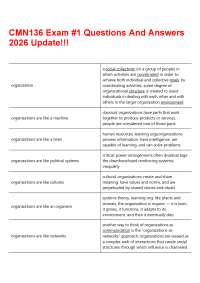 CMN 136 Exam # 1 Questions And Answers 2026 Update!!!