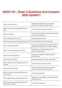 ENVS 101- Exam 3 Questions And Answers 2026 Update!!!