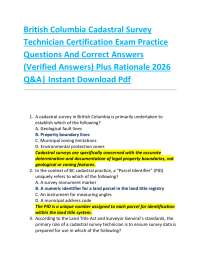 British Columbia Cadastral Survey Technician Certification Exam Practice Questions And C