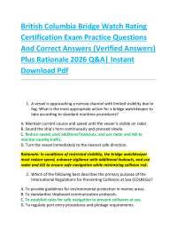 British Columbia Bridge Watch Rating Certification Exam Practice Questions And Correct A