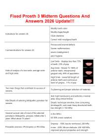 Fixed Prosth 3 Midterm Questions And Answers 2026 Update!!!