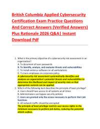 British Columbia Applied Cybersecurity Certification Exam Practice Questions And Correct