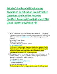 British Columbia Civil Engineering Technician Certification Exam Practice Questions And