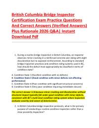 British Columbia Bridge Inspector Certification Exam Practice Questions And Correct Answ