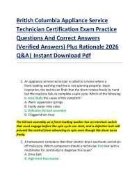 British Columbia Appliance Service Technician Certification Exam Practice Questions And