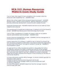 HCA 312- Human Resources Midterm Exam Study Guide.